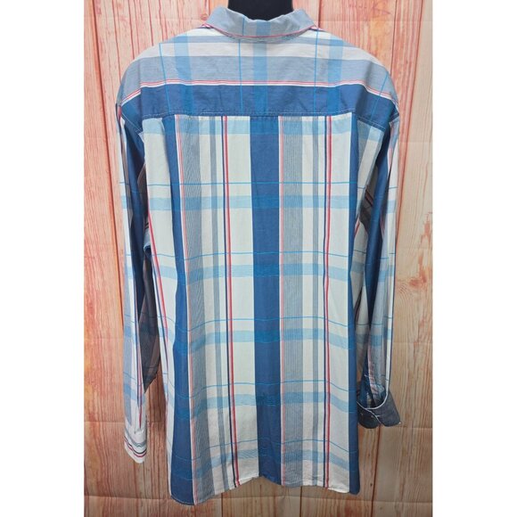 Tommy Bahama Men's Plaid Long Sleeve Button-Down Shirt 2XT Blue/White - Picture 2 of 7